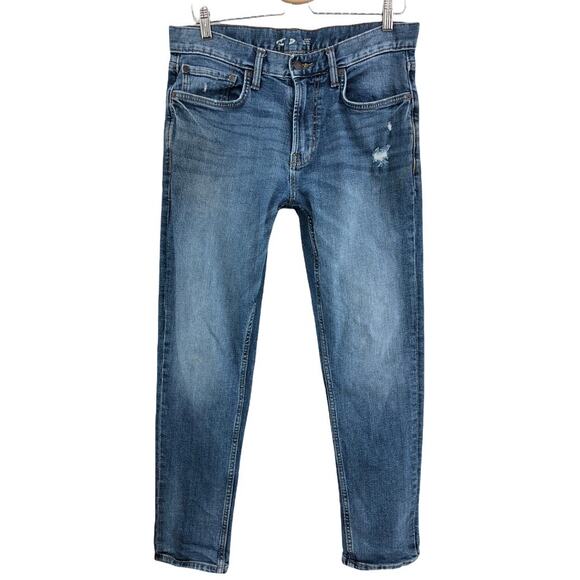 Old Navy (32x30) Womens Blue Slim Skinny Jeans Distressed Mid Rise Denim - Picture 2 of 9